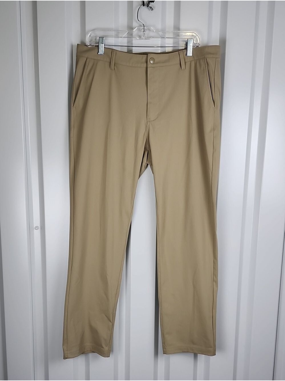 Quince Men's Tan Protech Golf Performance Chino Pants Size 36x30 UPF50 Stretch